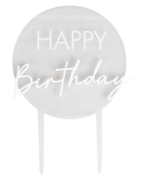 Champagne Noir Happy Birthday Cake Topper