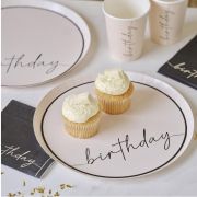 Champagne Noir Birthday Plates 8pk