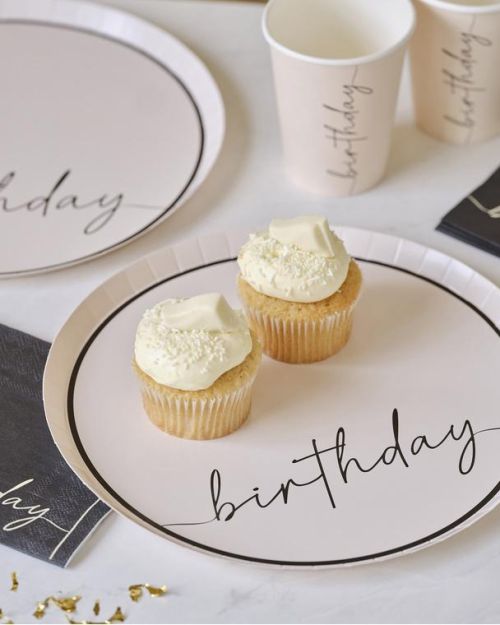 Champagne Noir Birthday Plates 8pk