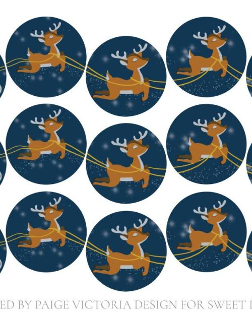 Santa & Reindeer Edible Cupcake Toppers