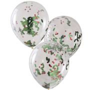 Christmas Holly Confetti Balloons 5pk
