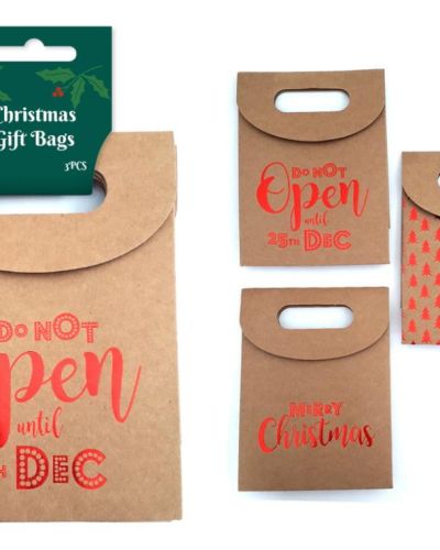 Kraft Christmas Gift Bags 3pk