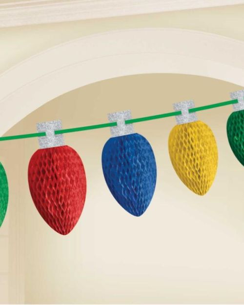 Christmas Lights Honeycomb Garland