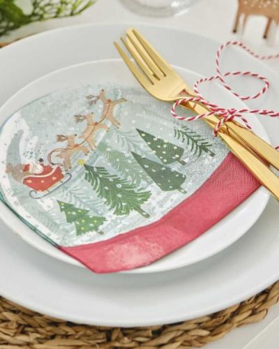 Christmas Snow Globe Shaped Napkins 16pk