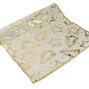 Christmas Table Runner – Linen & Gold Stars