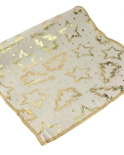 Christmas Table Runner – Linen & Gold Stars