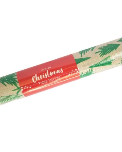 Christmas Table Runner – Linen & Green Trees