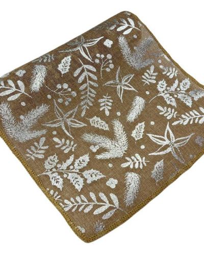 Christmas Table Runner – Hessian & Silver Foliage
