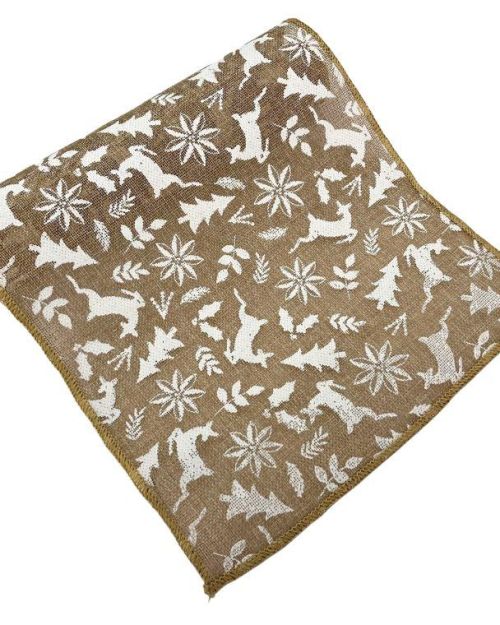 Christmas Table Runner – Hessian & White Icons