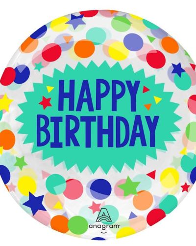 Clearz Balloon Happy Birthday Dots & Stars