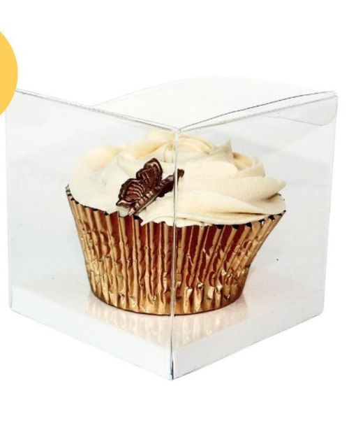 Clear 7cm Cupcake Boxes – White 10pk