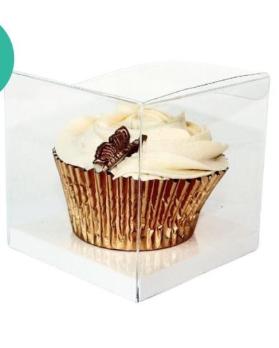 Clear 8cm Cupcake Boxes – White 10pk