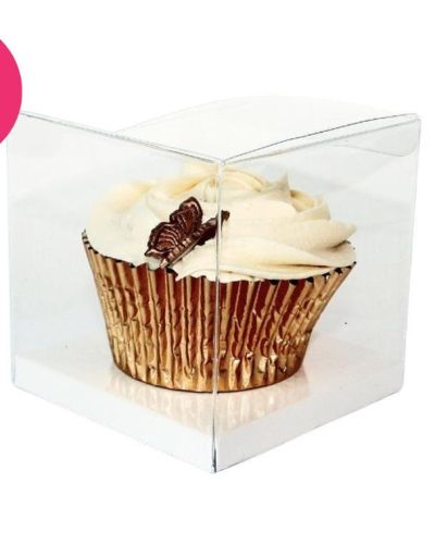 Clear 9cm Cupcake Boxes –  White 10pk