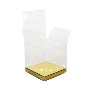 Clear 9cm Cupcake Boxes –  Gold 10pk