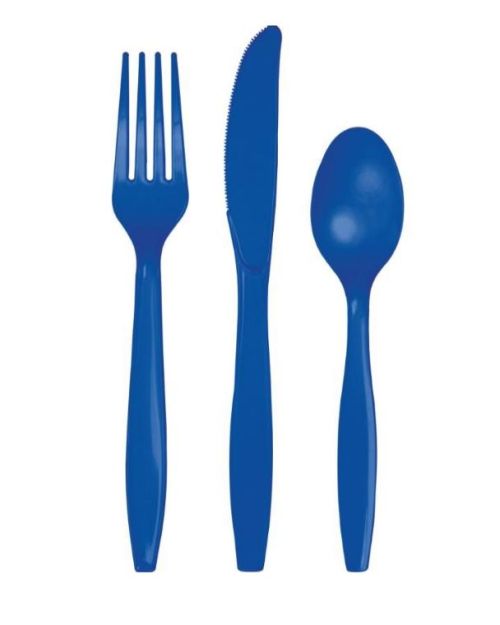 Royal Blue Plastic Cutlery – 24pk