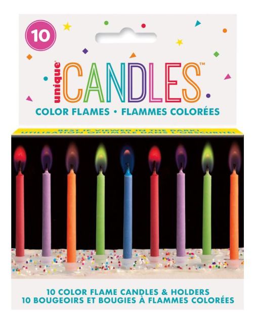 Colour Flame Candles 10pk