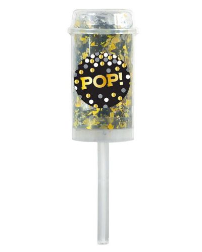 Push Up Confetti Poppers 2pk – Black Gold & Silver