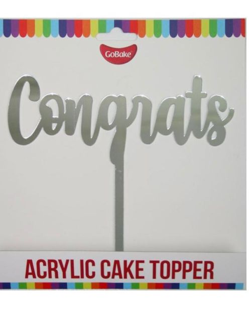 GoBake Congrats Cake Topper – Silver