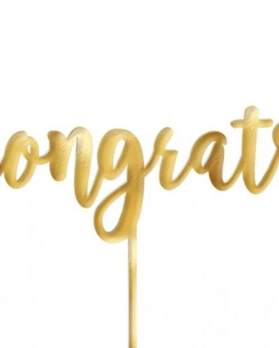 Congrats Cake Topper – Gold Mirror