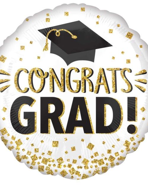 Congrats Grad Gold Glitter Foil Balloon