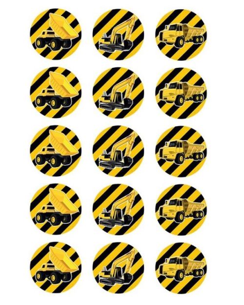 Edible Icing Cupcake Image – Construction