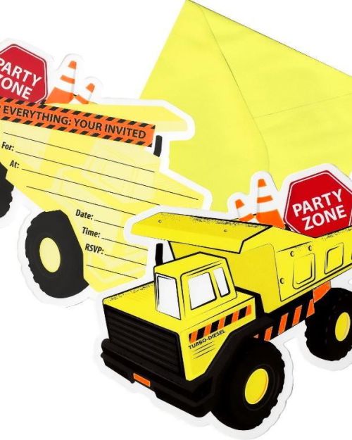 Construction Party Invites 8pk