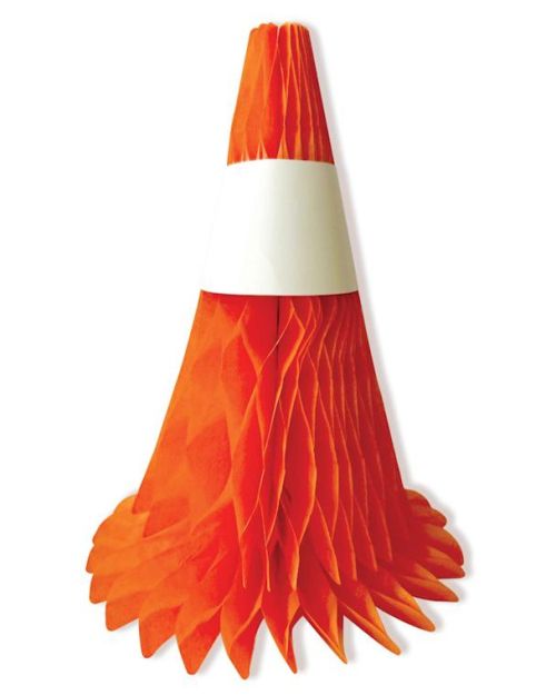 Construction Road Cone Honeycomb Decorations 3pk