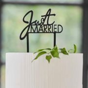 Contemporary Wedding Just Married Cake Topper