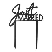 Contemporary Wedding Just Married Cake Topper