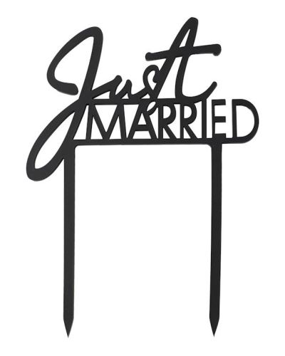 Contemporary Wedding Just Married Cake Topper