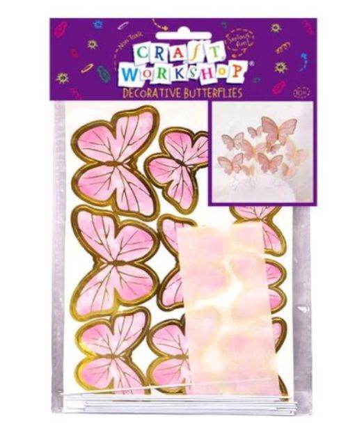 Decorative Craft Butterflies on Wire 10pk – Pink