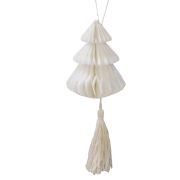 Cream Honeycomb Christmas Tree Decorations 4pk