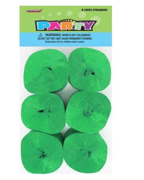 Crepe Paper Streamers 6pk – Emerald Green