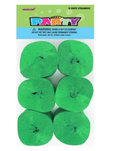 Crepe Paper Streamers 6pk – Emerald Green