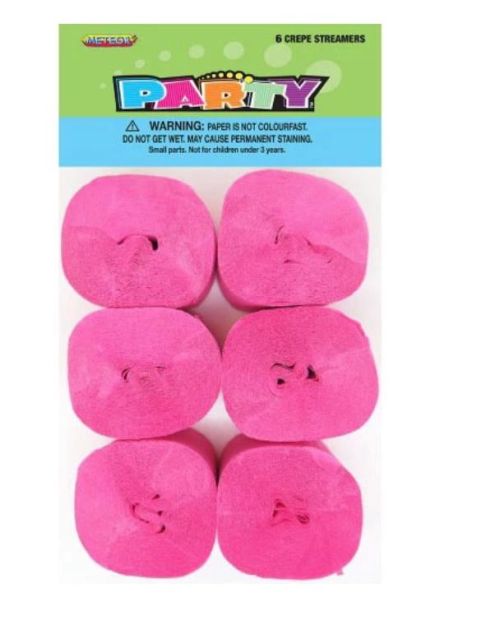 Crepe Paper Streamers 6pk – Hot Pink