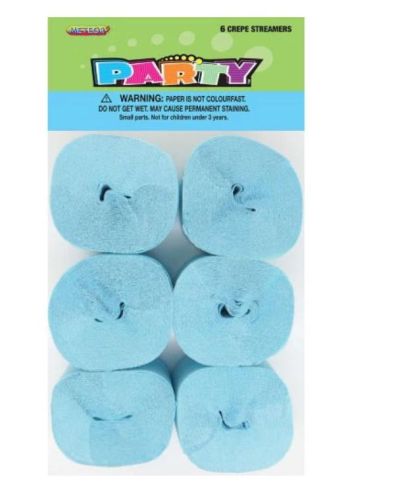 Crepe Paper Streamers 6pk – Light Blue