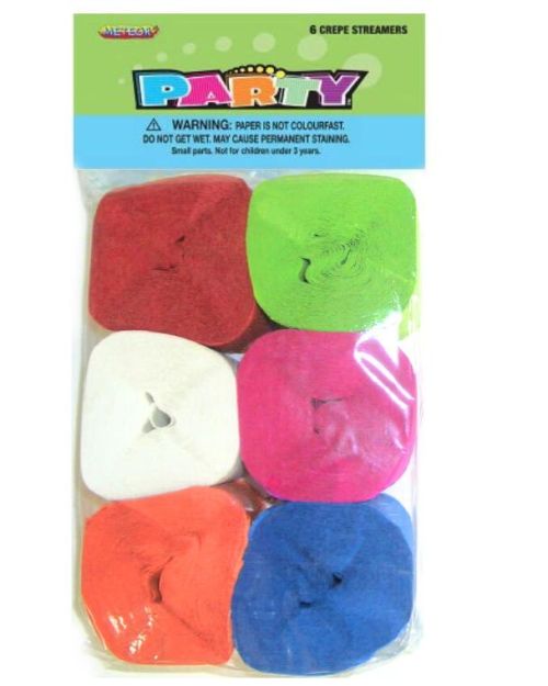 Crepe Paper Streamers 6pk – Multi