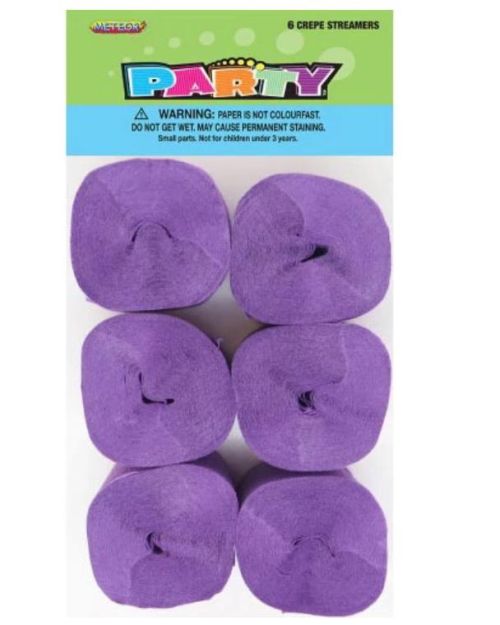 Crepe Paper Streamers 6pk – Purple