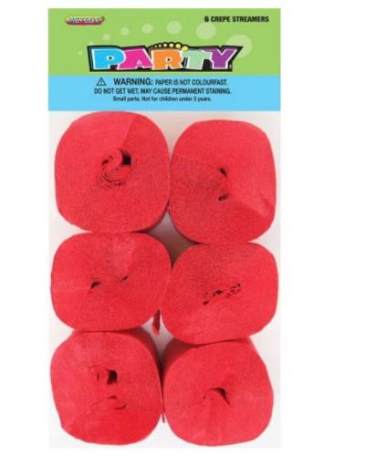 Crepe Paper Streamers 6pk – Red