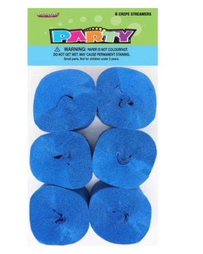 Crepe Paper Streamers 6pk – Royal Blue