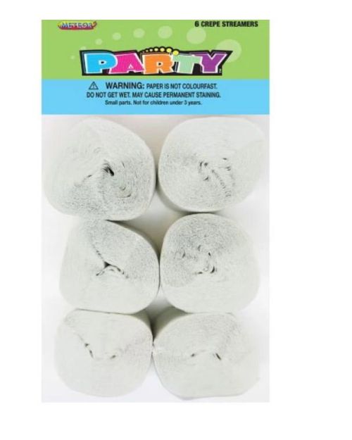 Crepe Paper Streamers 6pk – White