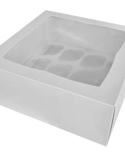White Cupcake Box 5in High 12-Hole