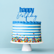 Cursive Happy Birthday Topper – Blue