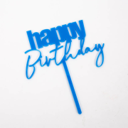 Cursive Happy Birthday Topper – Blue