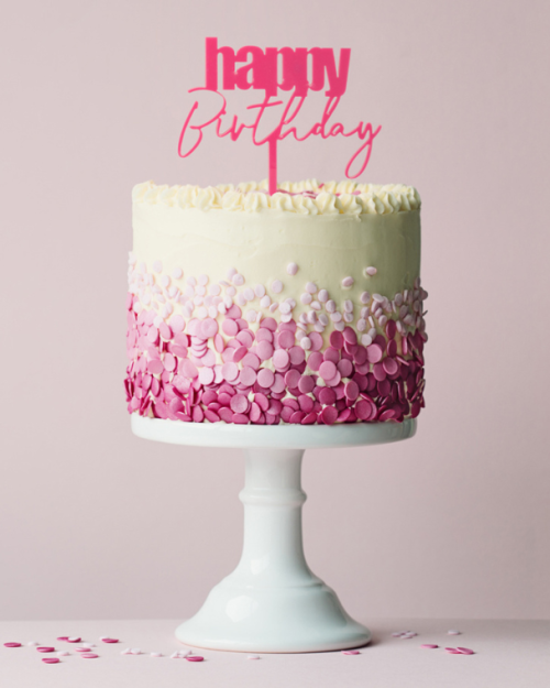 Cursive Happy Birthday Topper – Pink