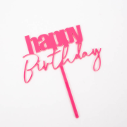 Cursive Happy Birthday Topper – Pink