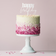 Cursive Happy Birthday Topper – White