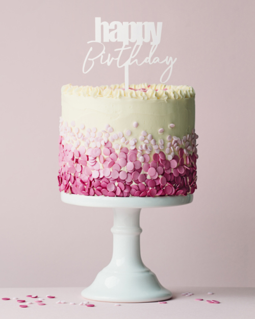 Cursive Happy Birthday Topper – White