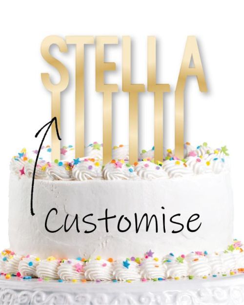 Customisable Gold Acrylic Cake Topper Set