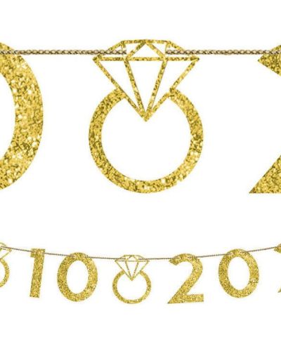 Customisable Gold Glitter Wedding Date Banner
